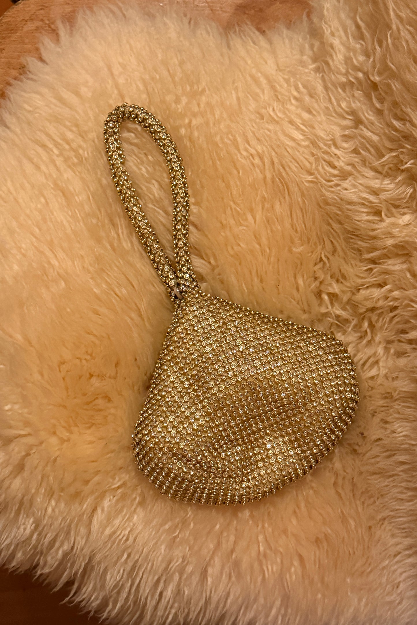 Gold Rhinestone Teardrop Evening Bag