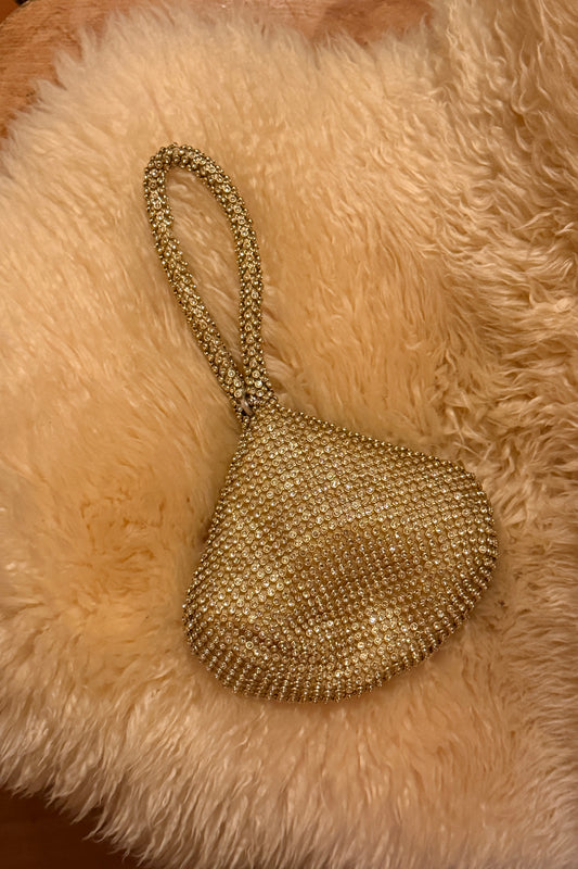 Gold Rhinestone Teardrop Evening Bag
