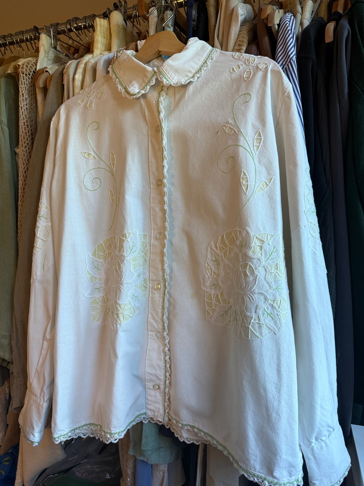 1970s Appliqué Cotton Blouse