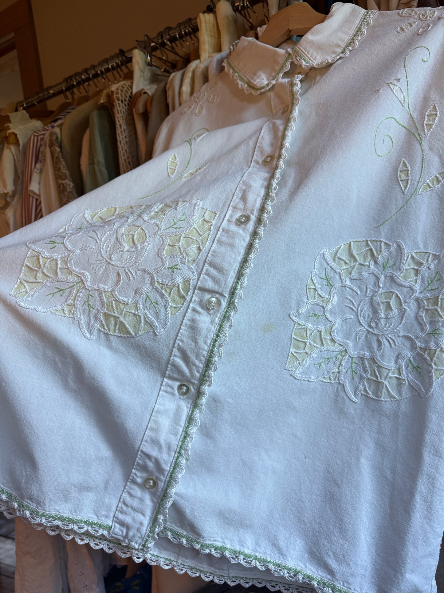 1970s Appliqué Cotton Blouse