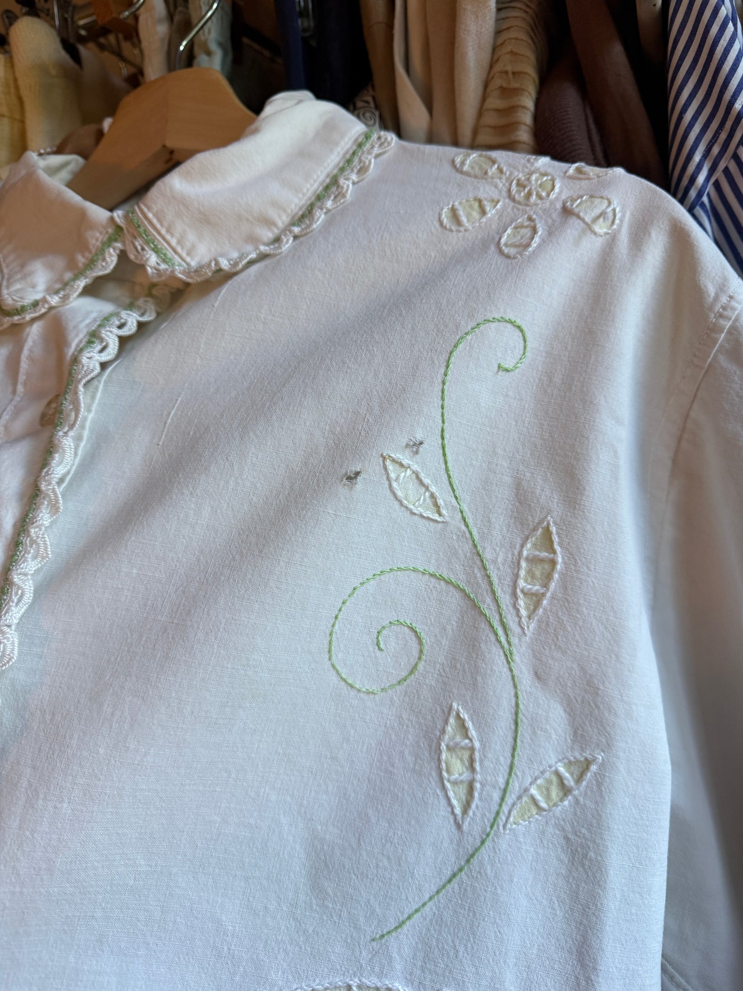 1970s Appliqué Cotton Blouse
