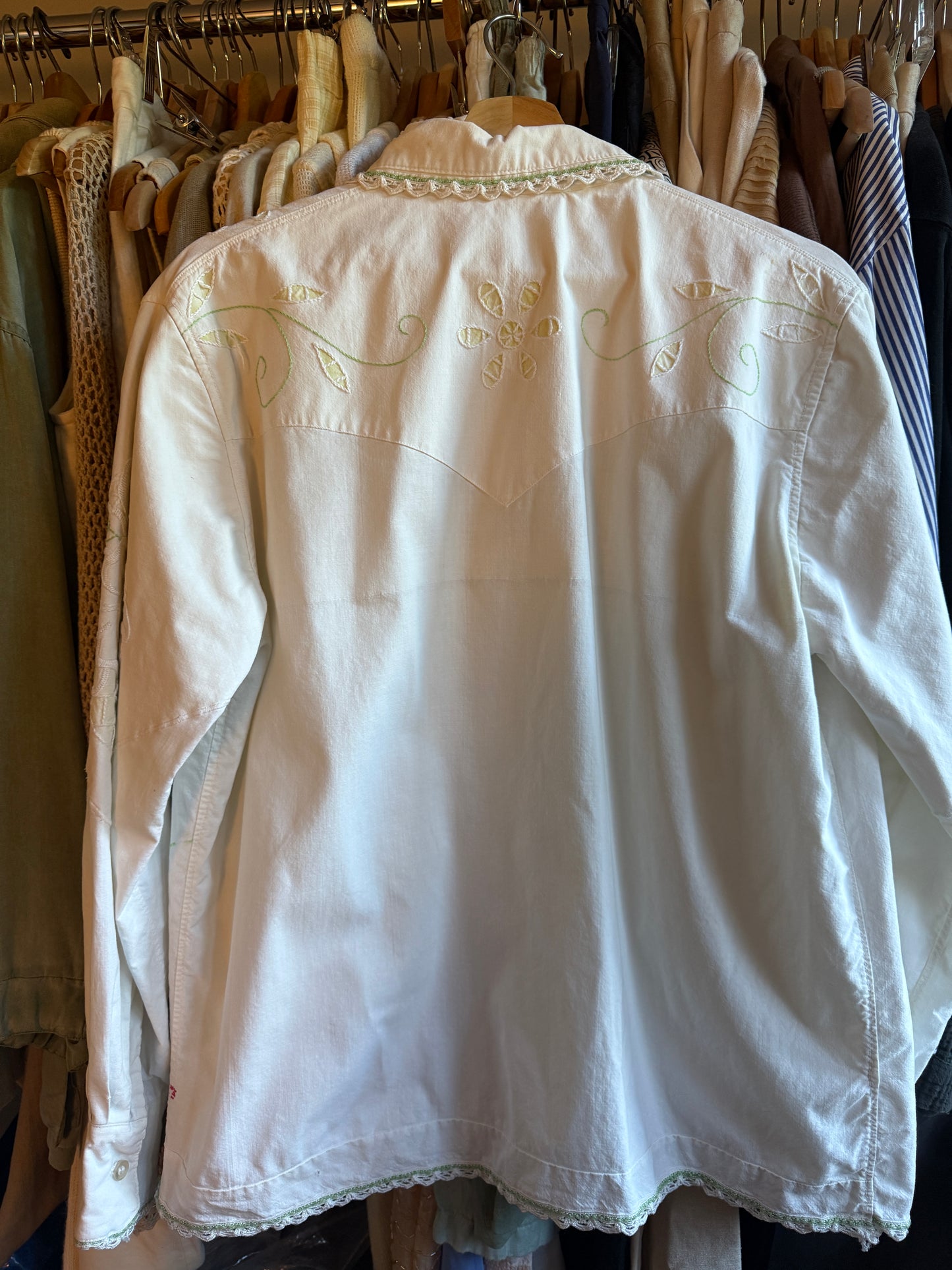 1970s Appliqué Cotton Blouse