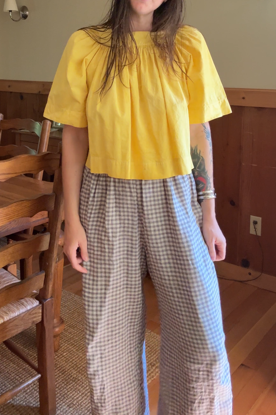 Botanically Dyed Cotton Gathered Blouse