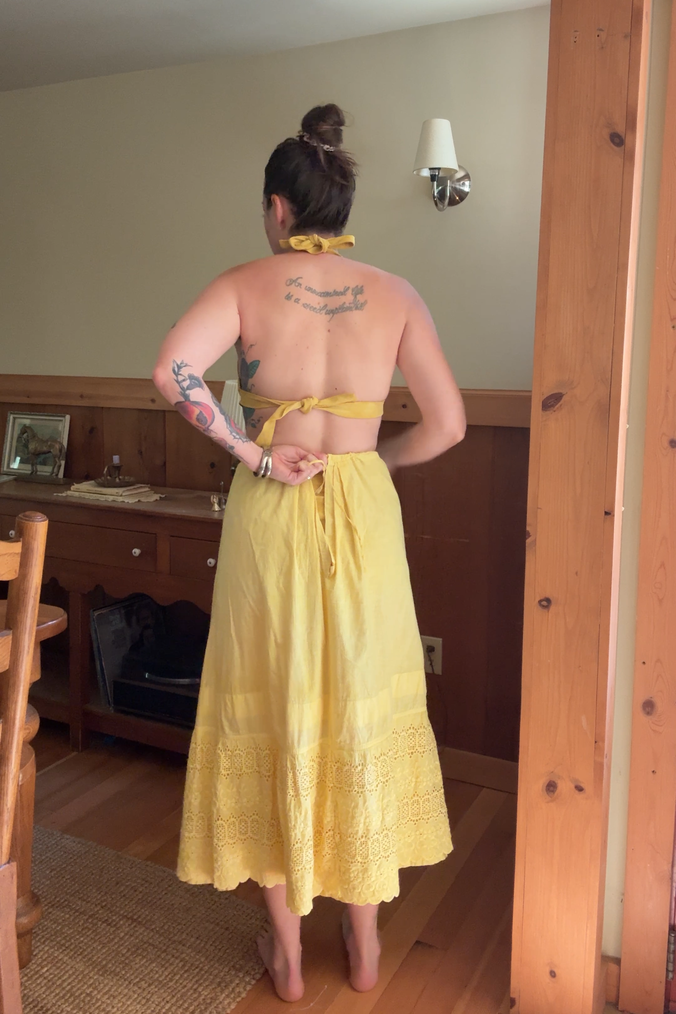 Botanically Dyed Antique Cotton Eyelet Skirt