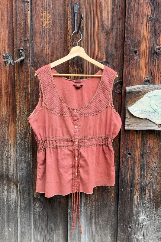 Hand-Dyed Vintage Cotton Pintuck Tank