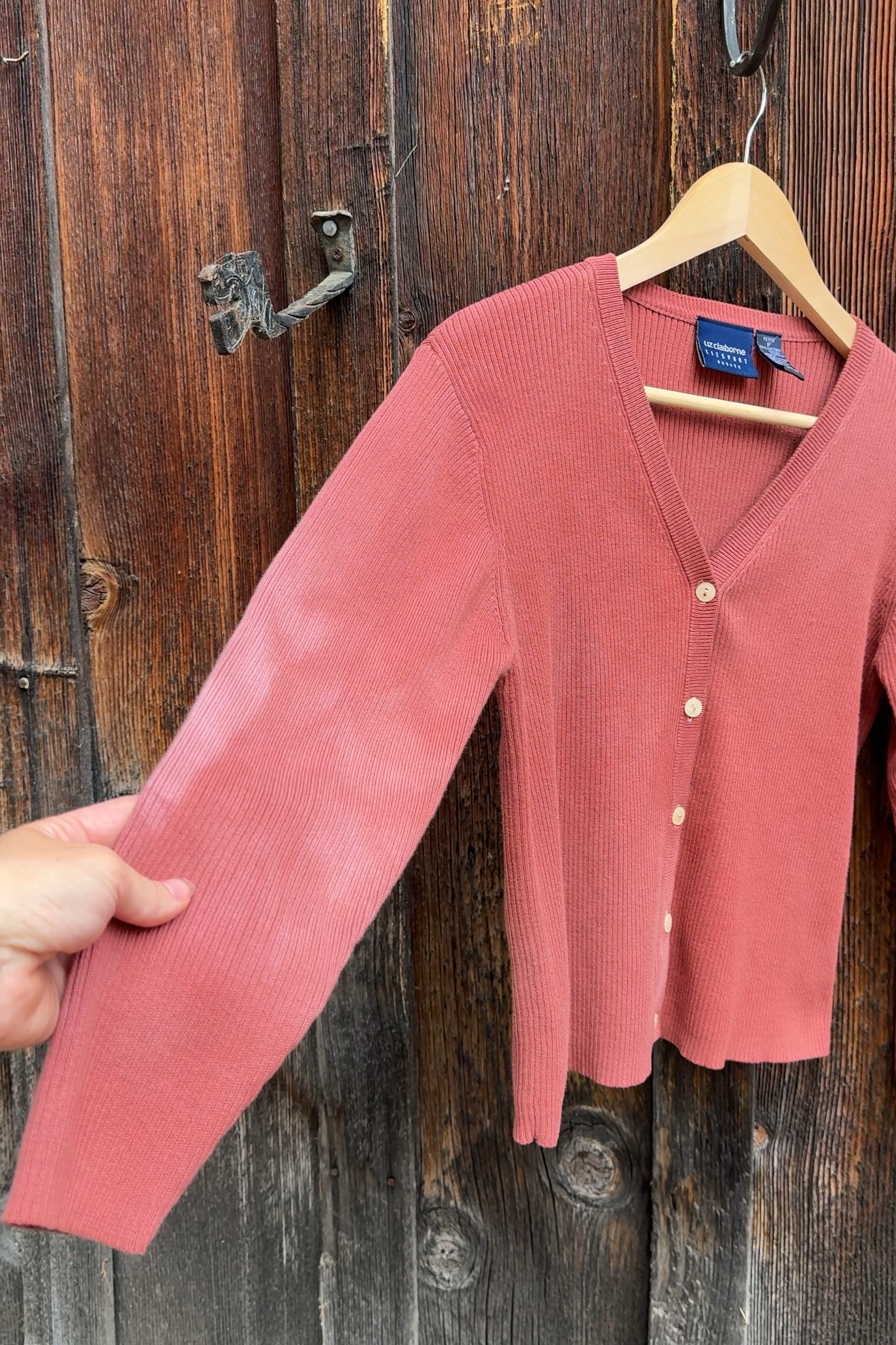 Hand-Dyed Ribbed Cotton Cardigan