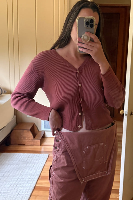 Hand-Dyed Ribbed Cotton Cardigan