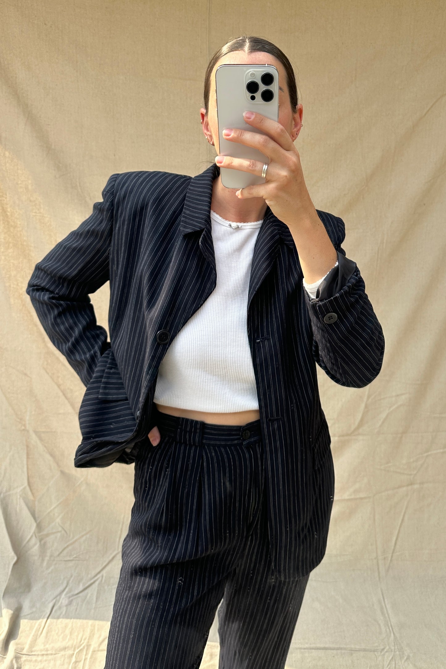 Navy Pinstripe Suit