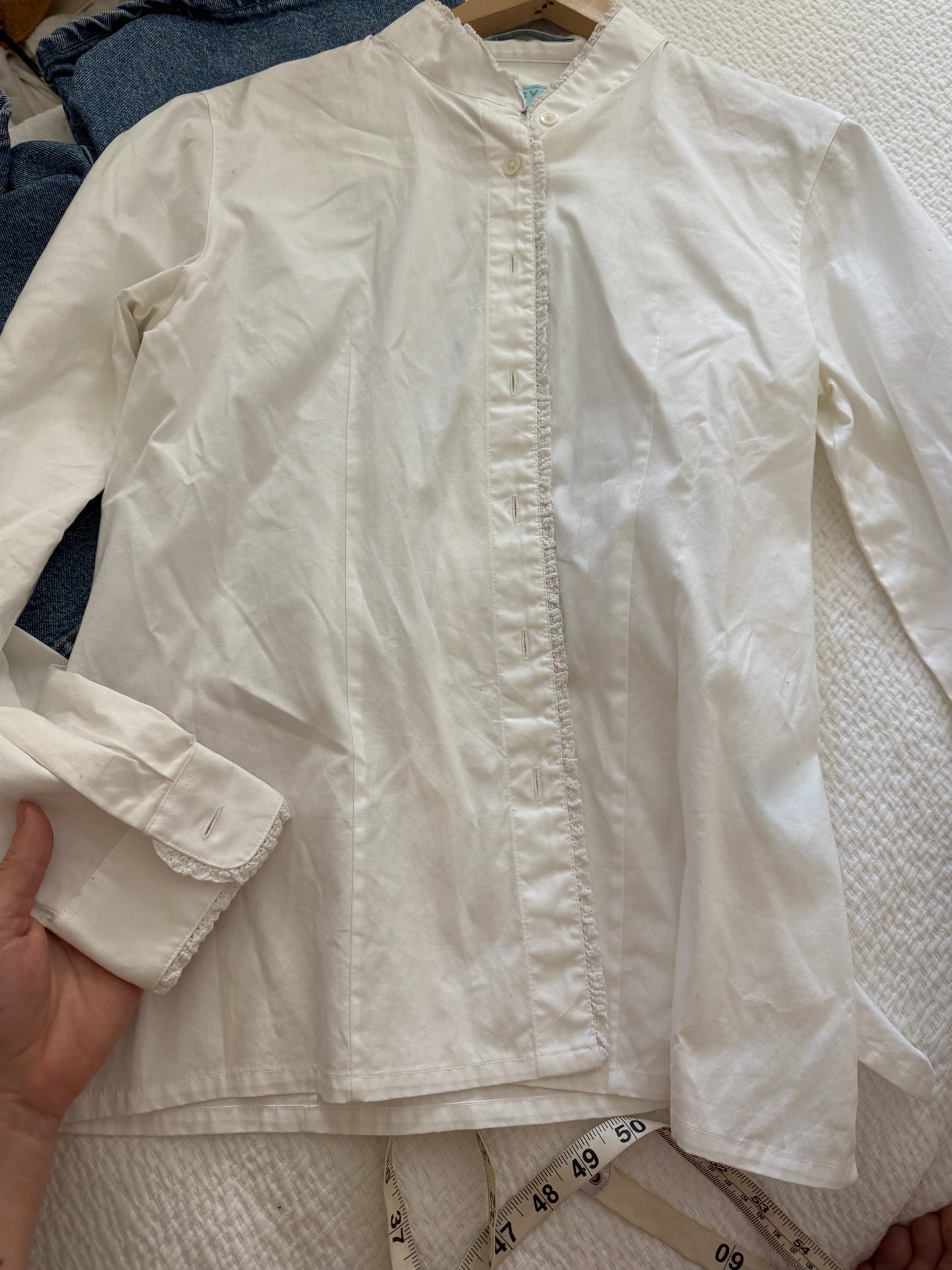 Lace Trim Cotton Button Up