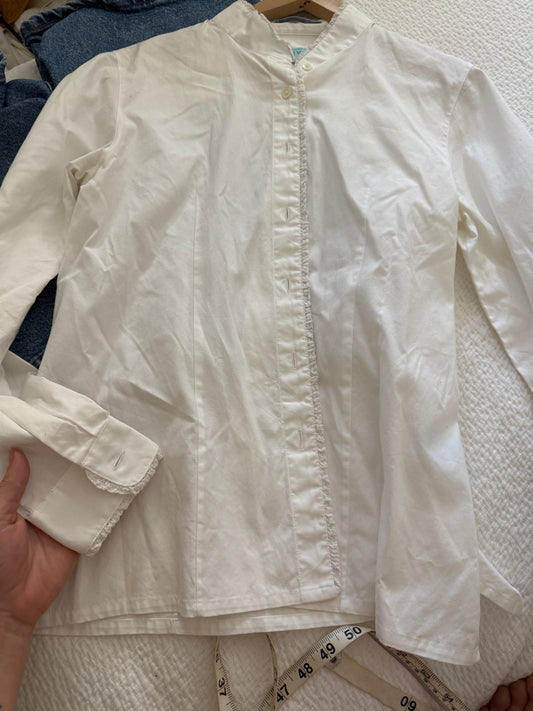 Lace Trim Cotton Button Up