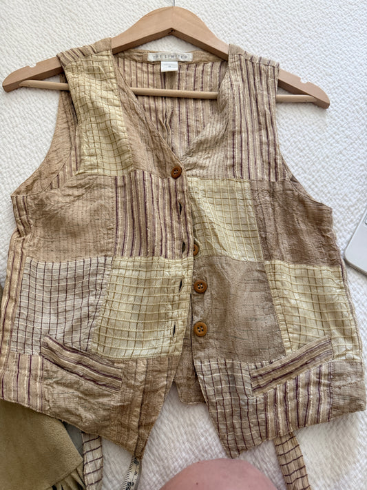 Silk Patchwork Tie Back Vest