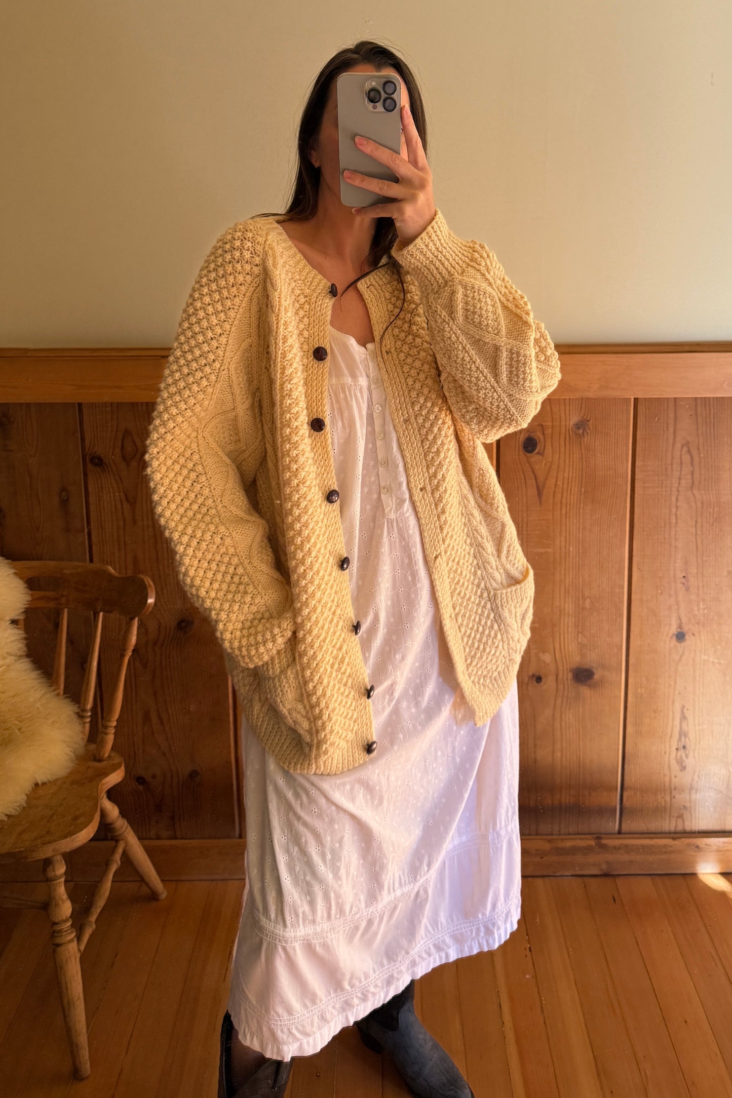 Wool Cable-knit Cardigan