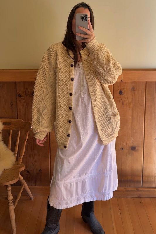 Wool Cable-knit Cardigan