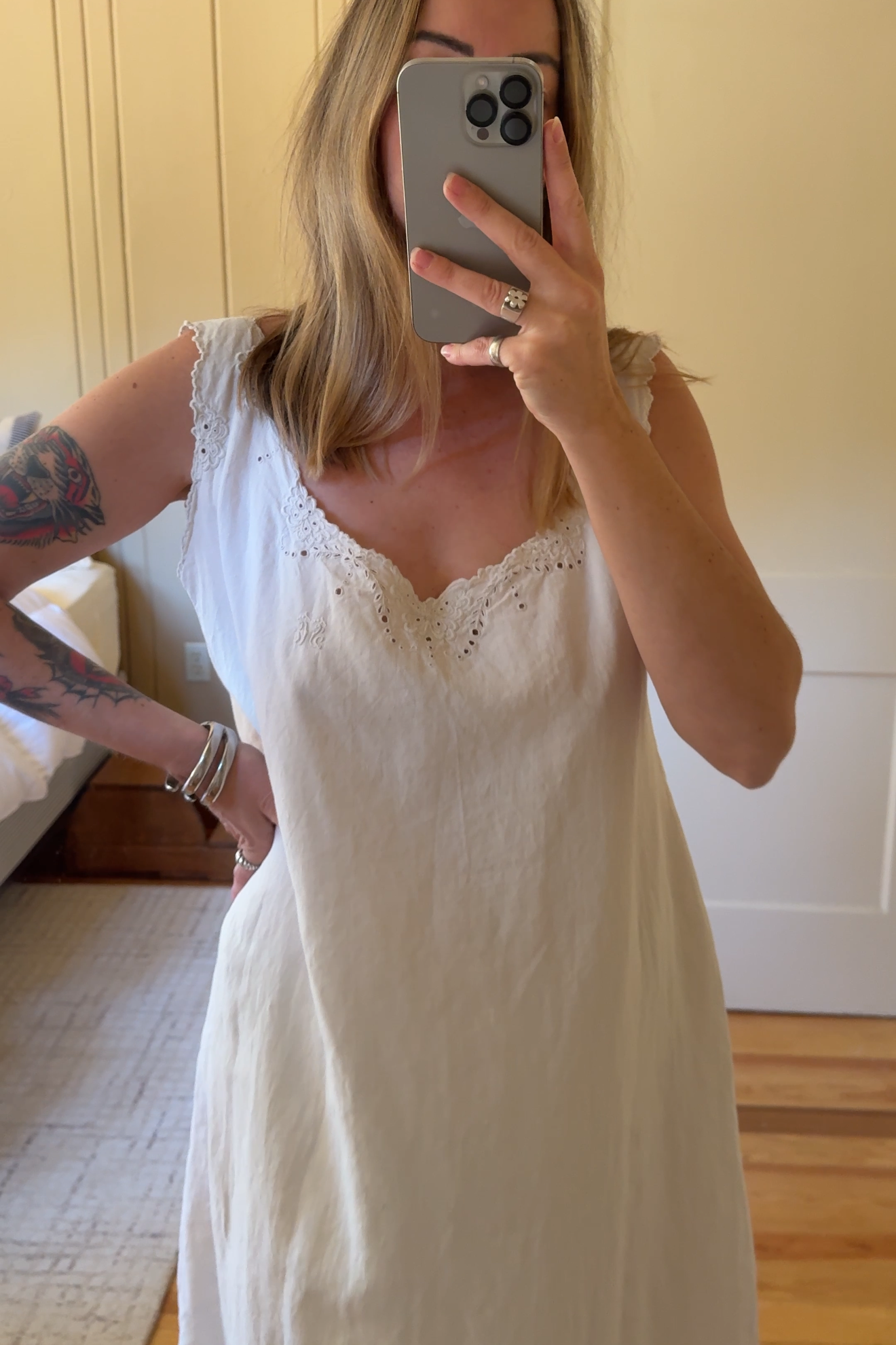 French Cotton Embroidered Slip Dress