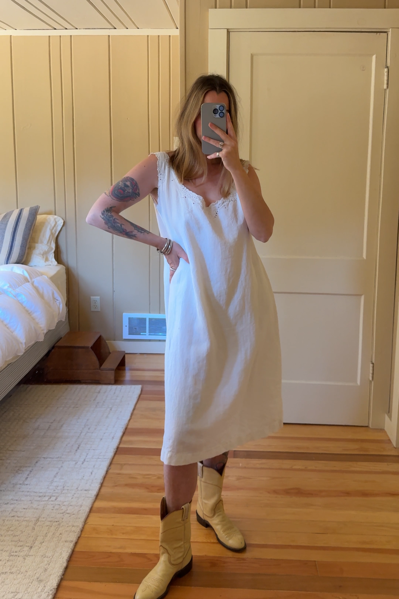 French Cotton Embroidered Slip Dress