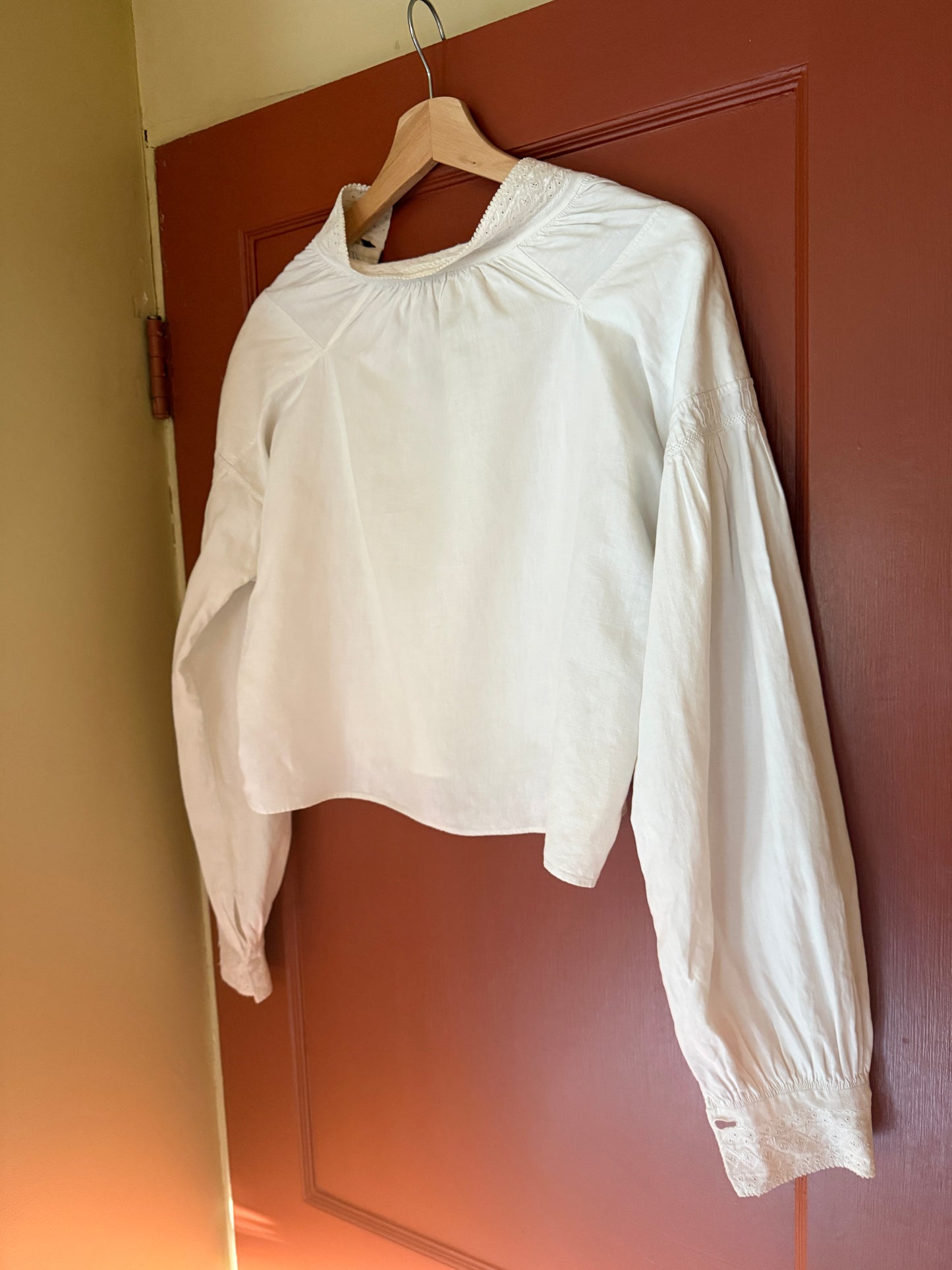 Cotton Eyelet Peasant Blouse