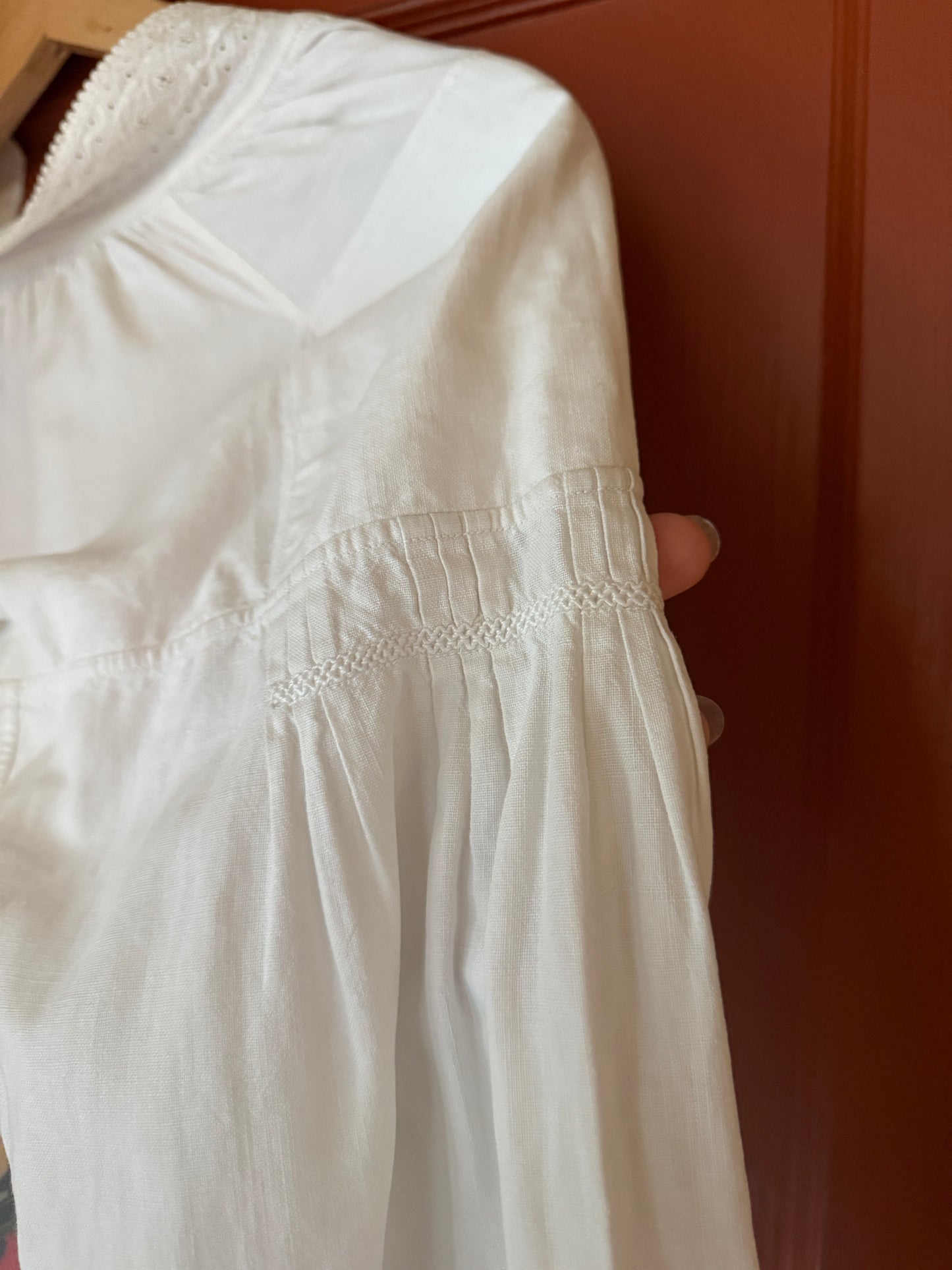 Cotton Eyelet Peasant Blouse