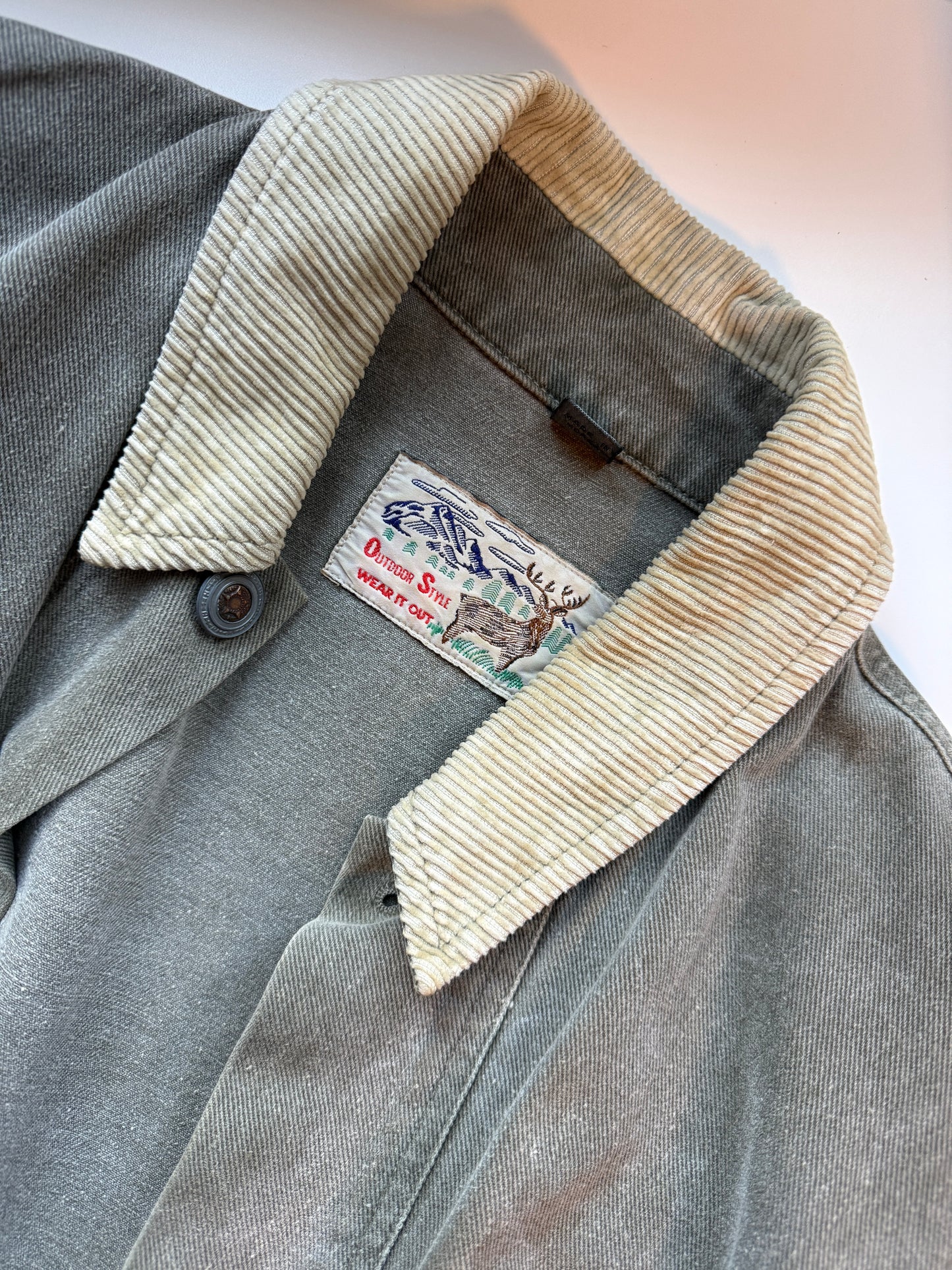 Denim Chore Coat with Corduroy Collar