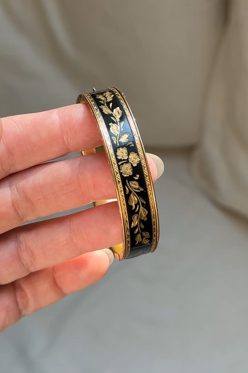 Damascene 10k GF Hinged Bracelet