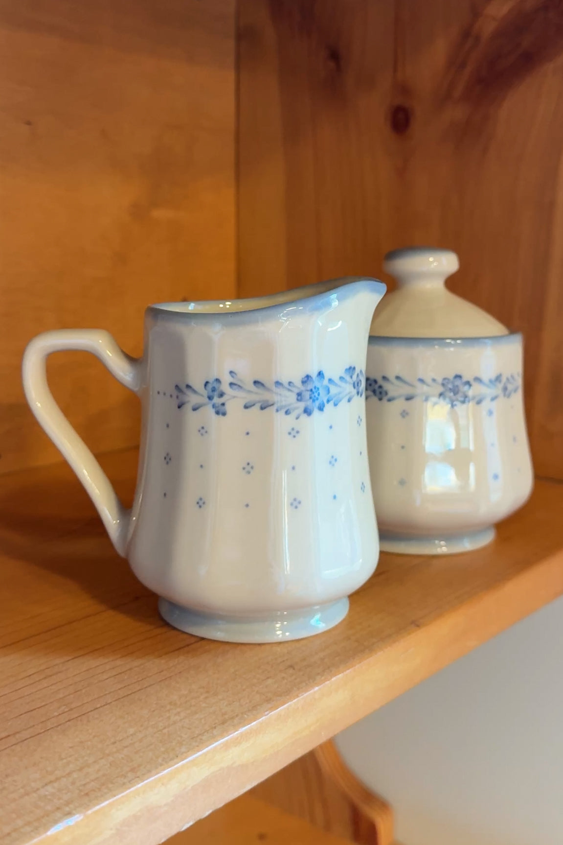 Sango Arcadia Blue Cream and Sugar Stoneware