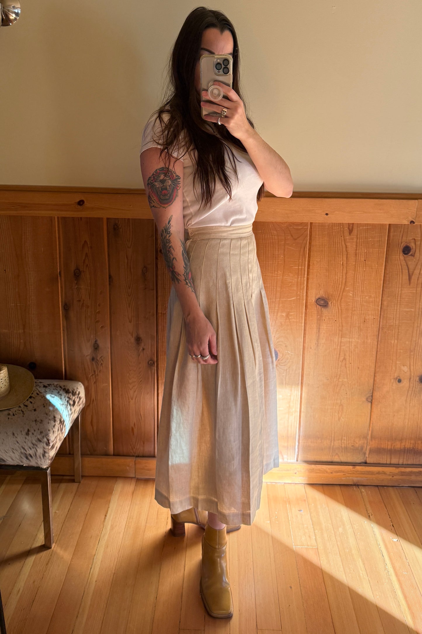 Pleated Linen Skirt