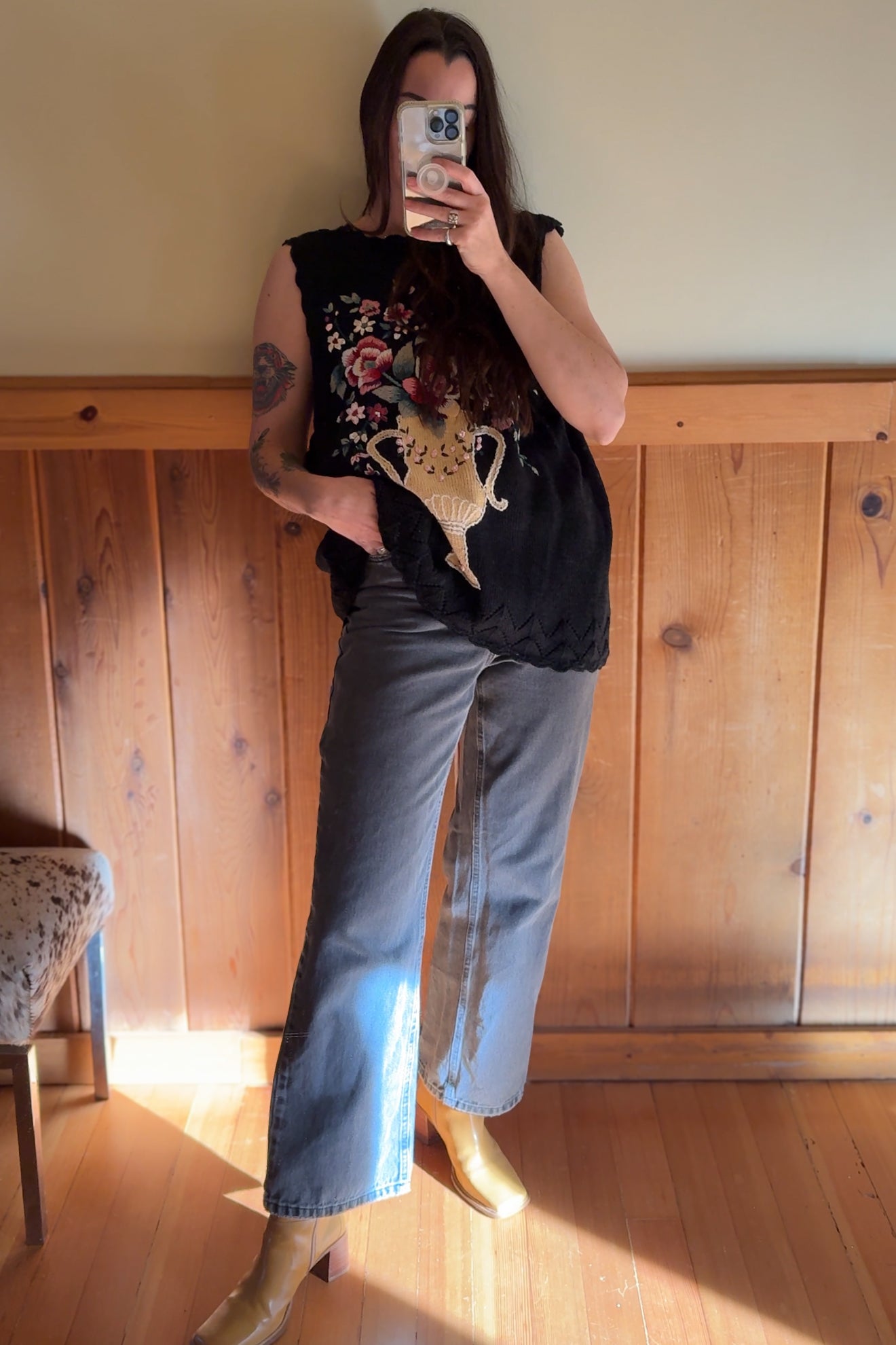 Floral Embroidered Vest