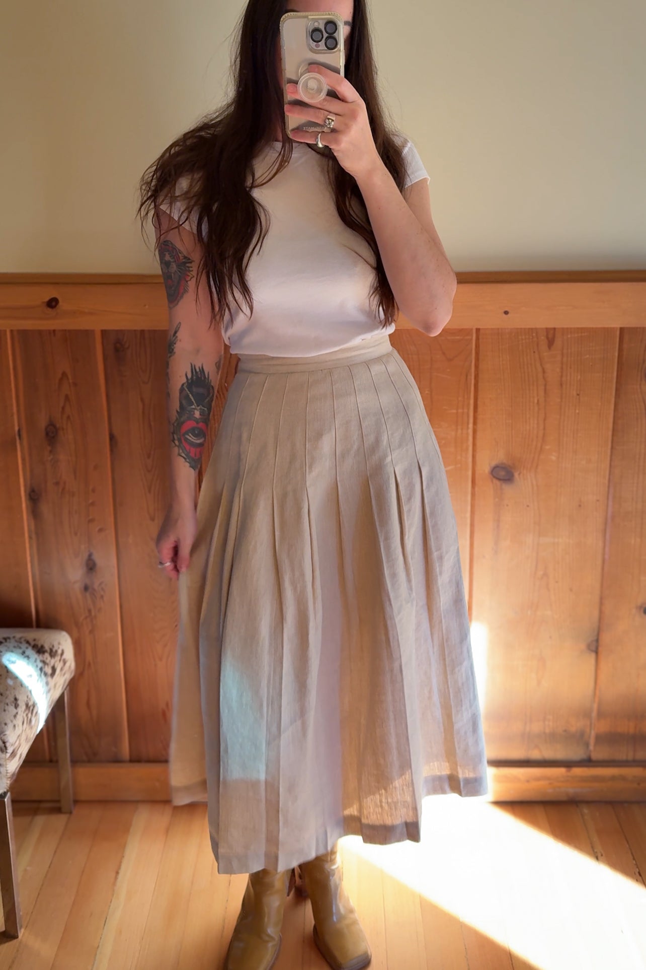 Pleated Linen Skirt