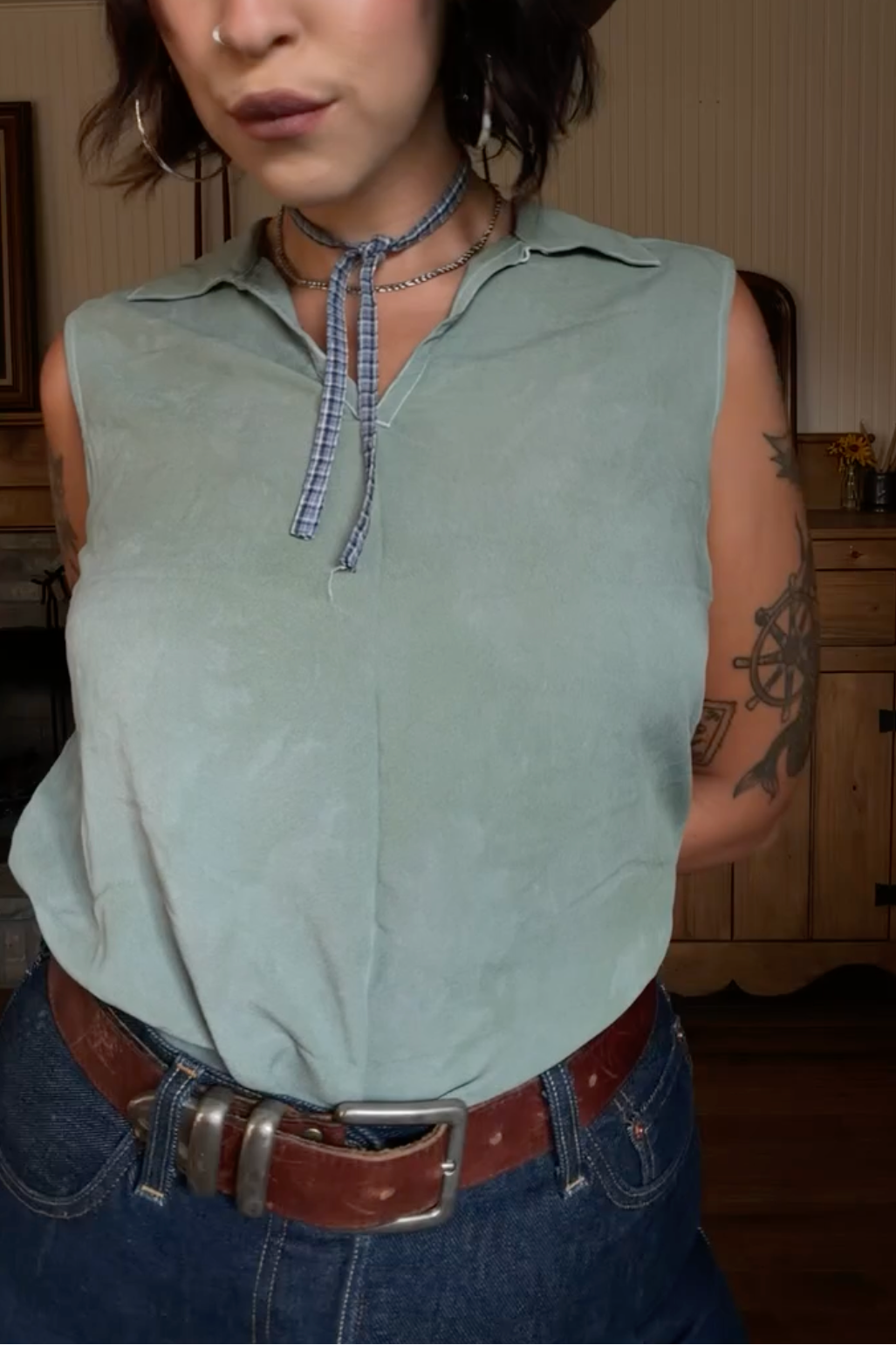 Botanically Dyed Emanuel Ungaro Silk Sleeveless Blouse