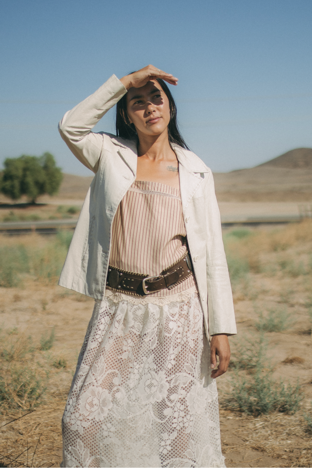 Bone Leather Blazer