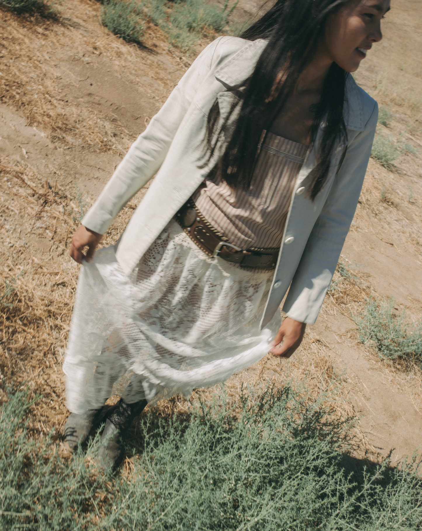 Bone Leather Blazer