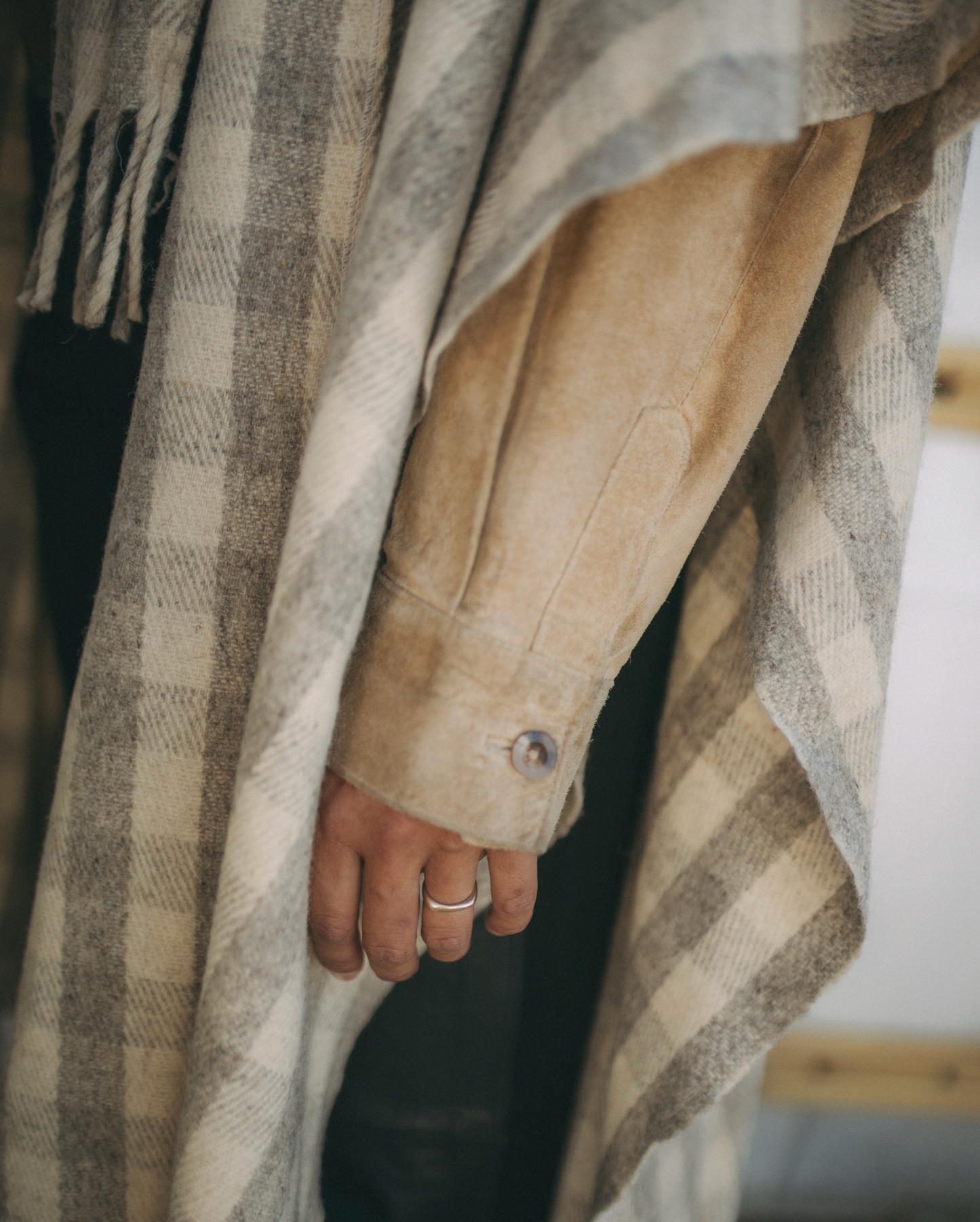 Checkered Wool Cape