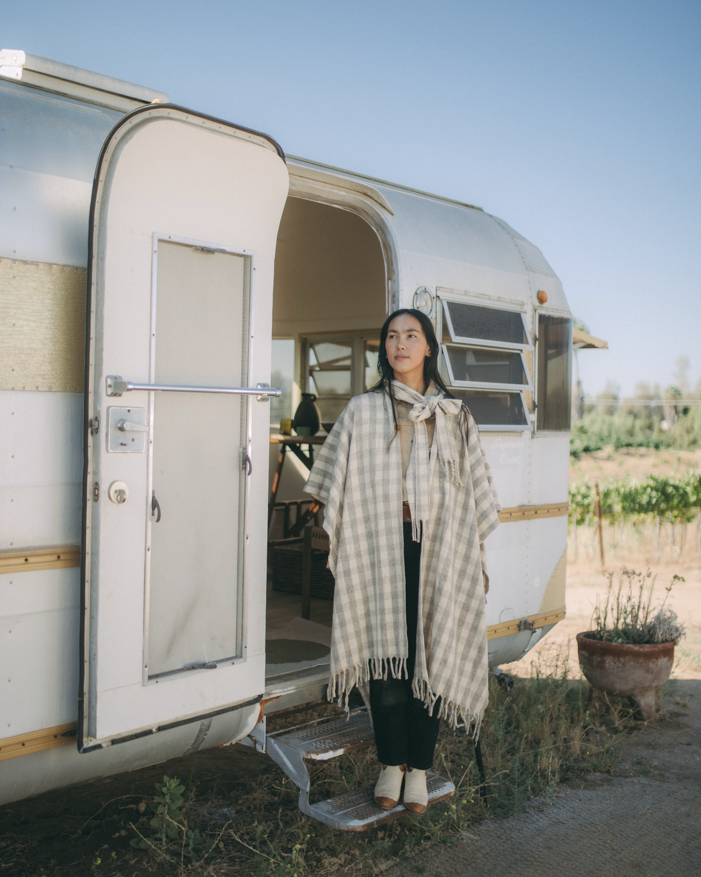 Checkered Wool Cape