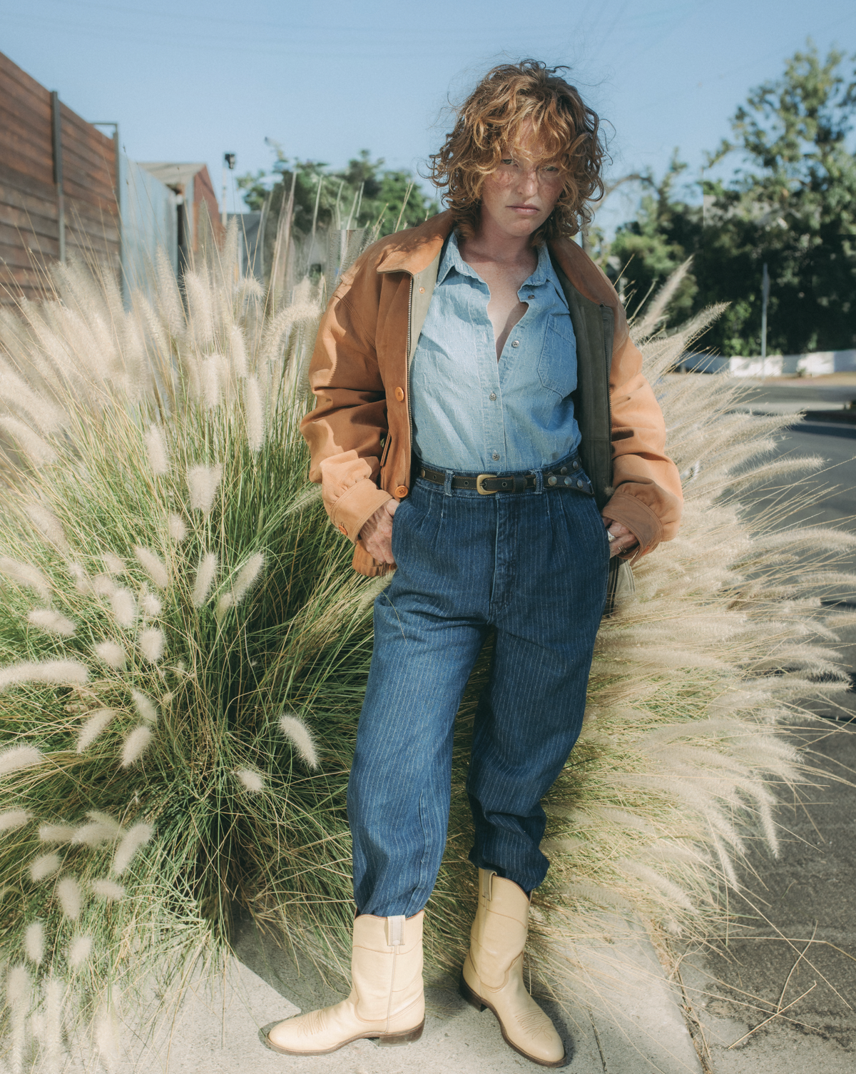 Pinstripe Denim Trousers