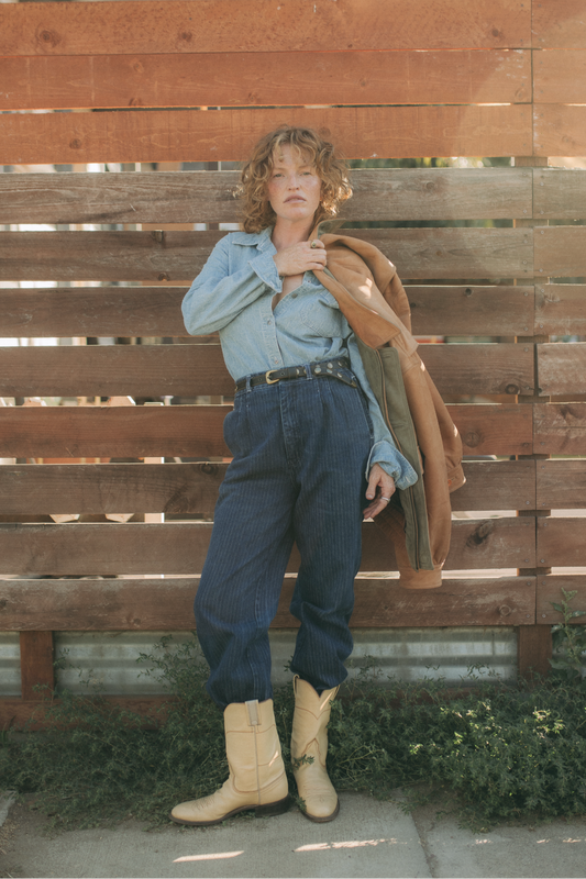 Pinstripe Denim Trousers