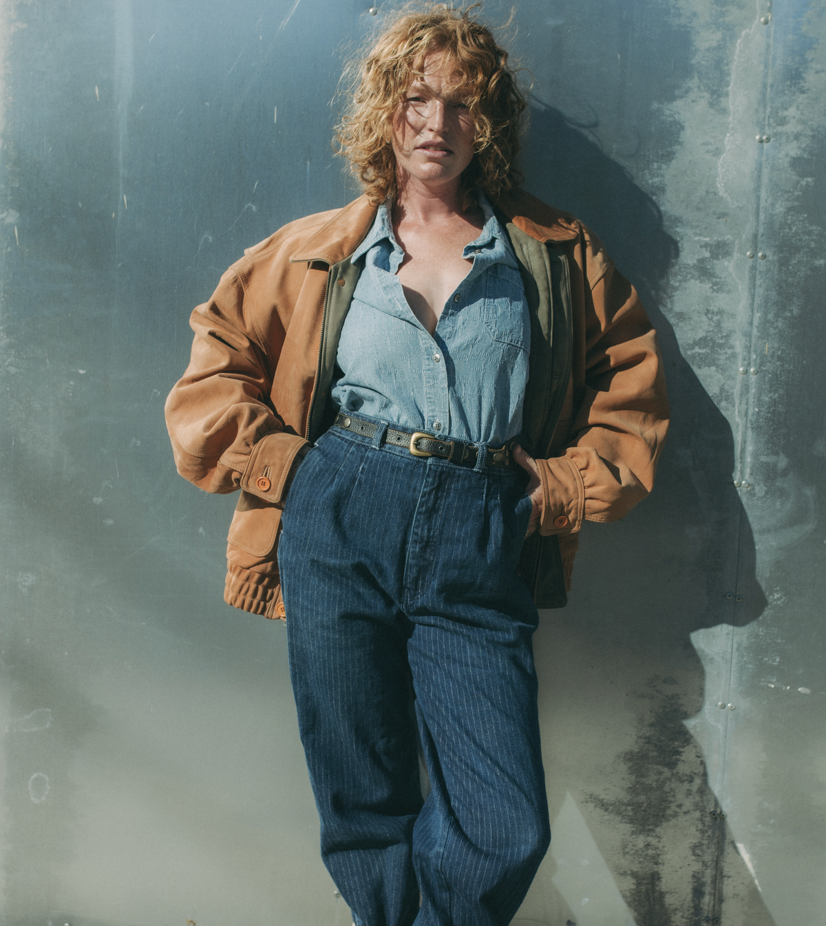 Pinstripe Denim Trousers