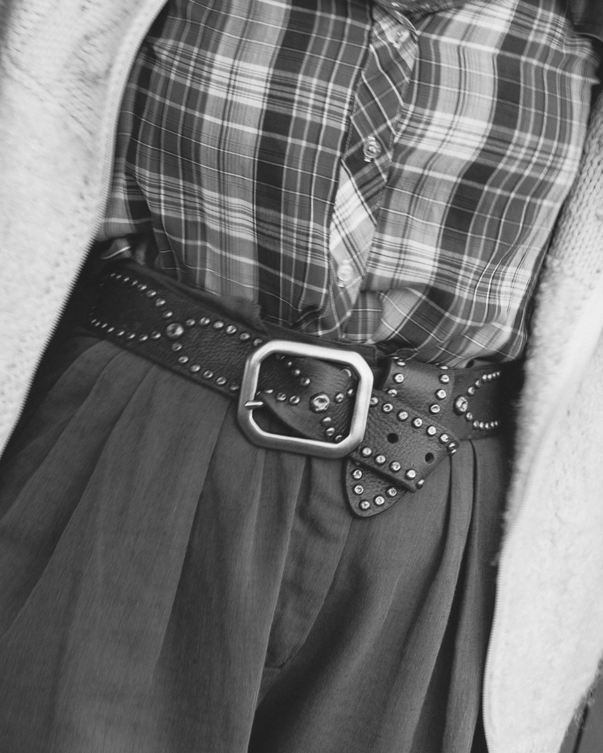 Lucky Brand Brown Leather Studded Belt