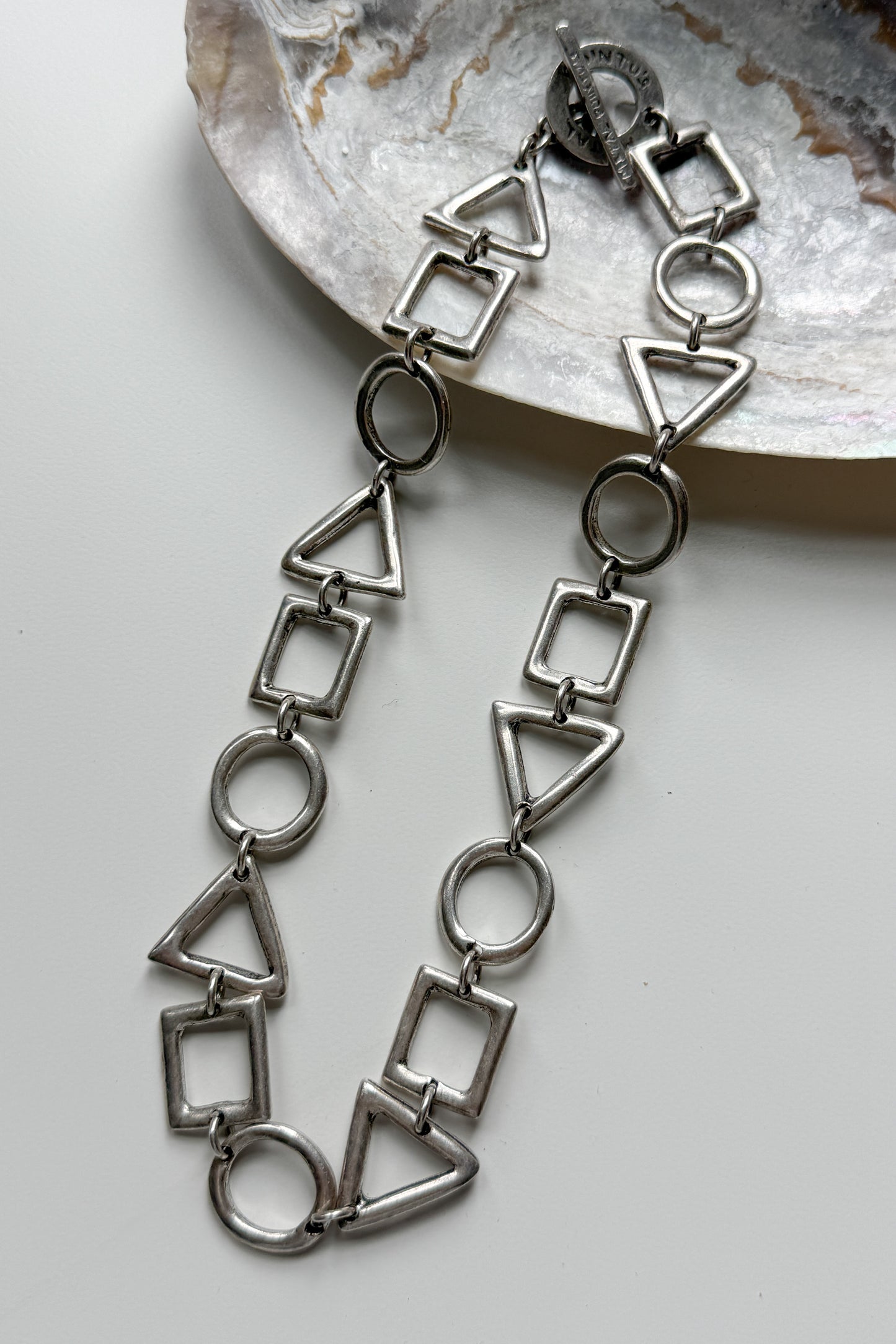 Signed Métal Pointu Modernist Geometric Necklace