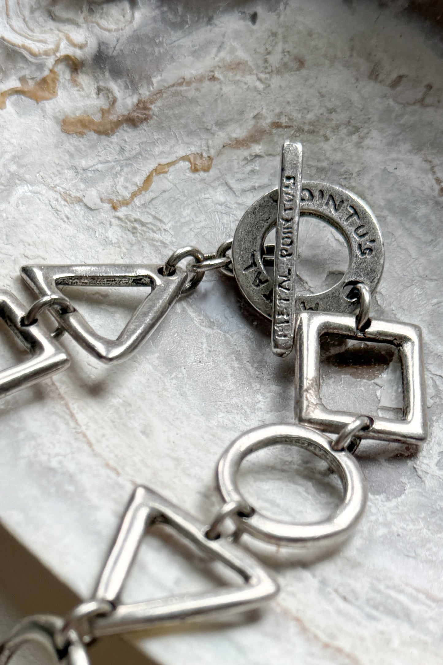 Signed Métal Pointu Modernist Geometric Necklace
