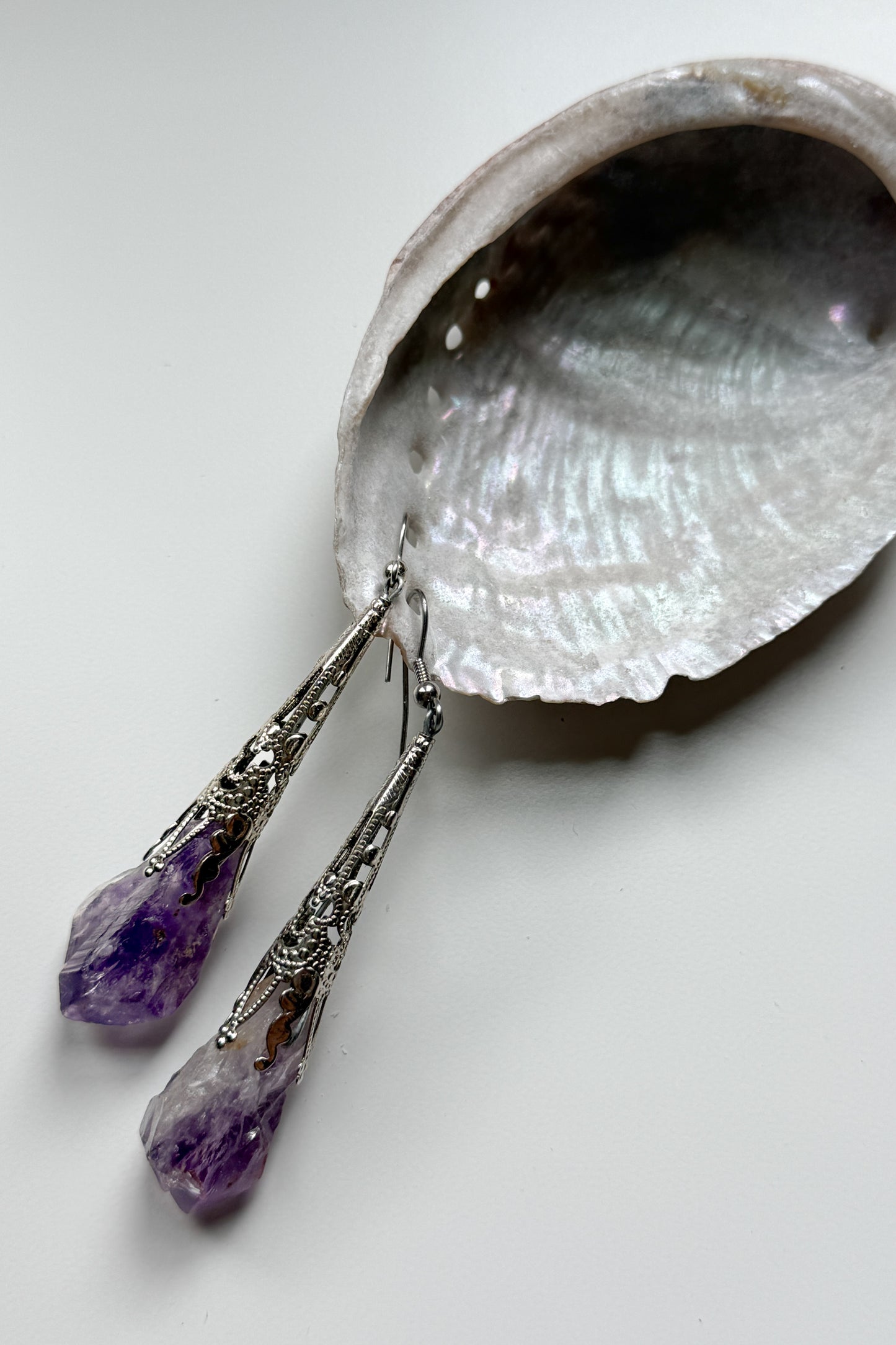 Amethyst Filigree Drop Earrings