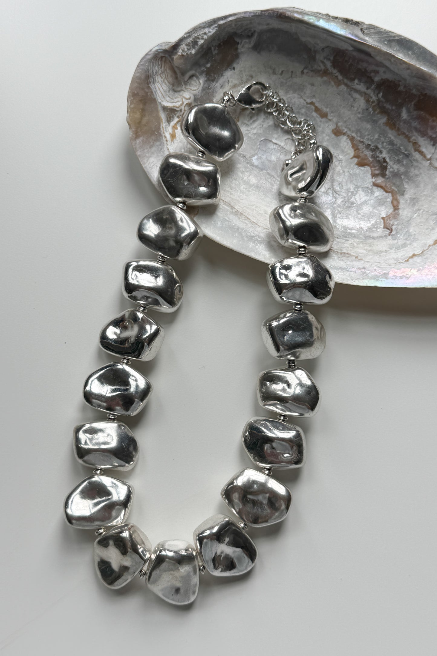 Silver-Tone Pebble Necklace