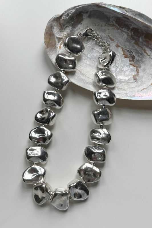 Silver-Tone Pebble Necklace