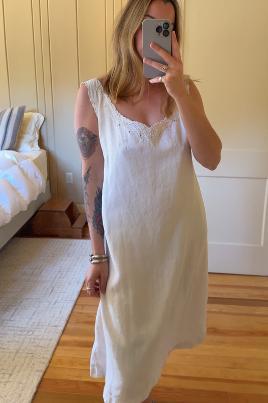 French Cotton Embroidered Slip Dress