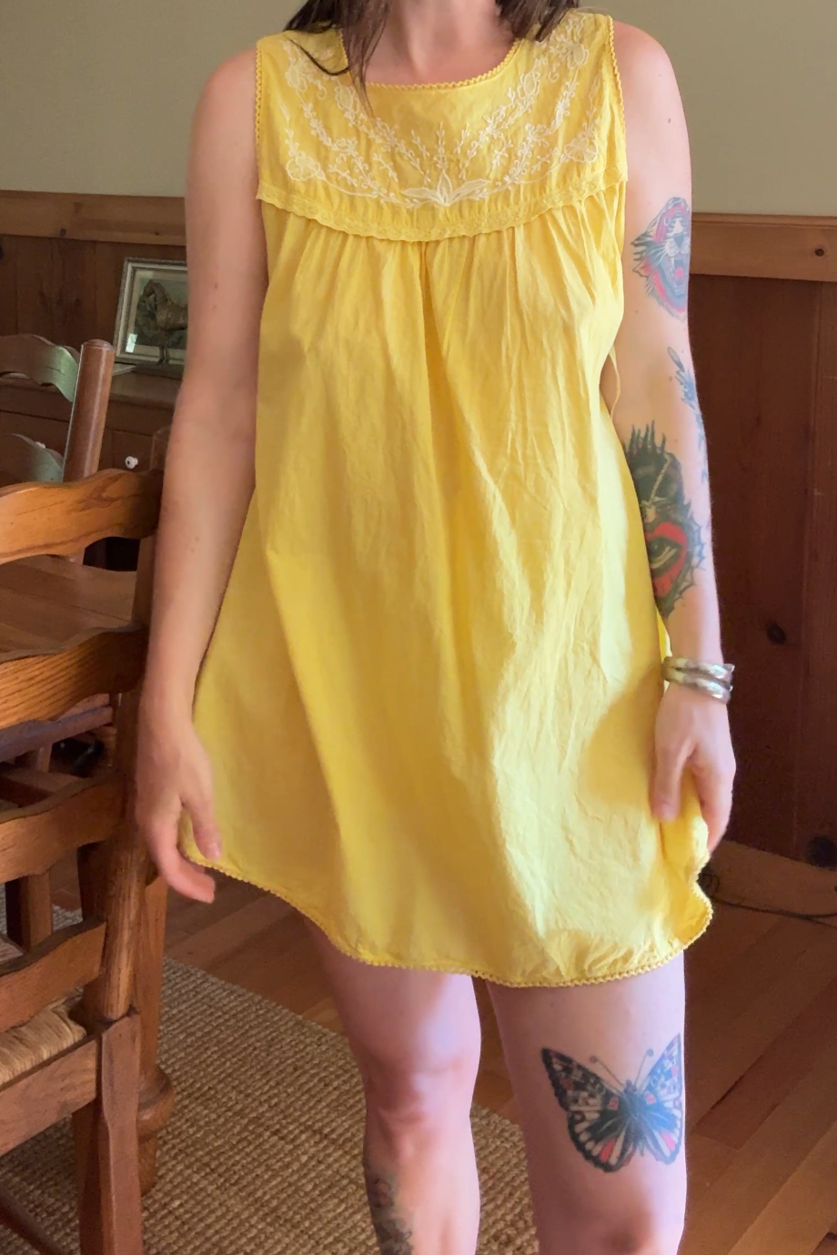 Botanically Dyed Cotton Embroidered Dress